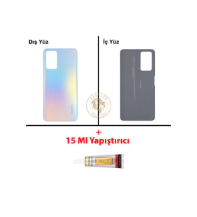Oppo A96 Günbatımı Mavisi Uyumlu Arka Kapak + B7000 Yapıştırıcı Arka Cam Batarya Pil Kapağı