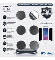 SChitec GARMIN Instinct 3 AMOLED 45mm Uyumlu Ön Yüzey Hayalet Privacy Hidrojel Ekran Koruyucu