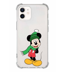 Apple iPhone 12 Mini Uyumlu Köşe Korumalı Antişok  Kapak Mickey Mouse Tasarımlı Şeffaf  Kılıf