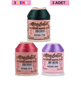 3 Adet Altınbaşak Oya ve Dantel İpi 20 gr - Royaleks - No: 470 - 940 - 758