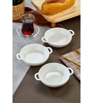3’lü Porselen Yuvarlak Servis ve Meze Kasesi Seti 15x12x3,5 cm