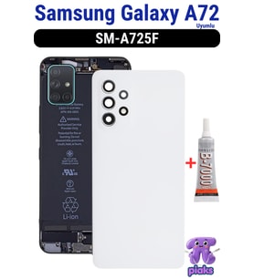 Samsung Galaxy A72 Arka Kapak Pil Batarya Kapağı Kamera Lensli SM-A725F Uyumlu + B7000