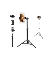 Bluetooth Kumandalı 210 Cm Tripod Telefon Tutuculu Selfie Çubuğu Telefon, Kamera Ve Lamp Tripodu