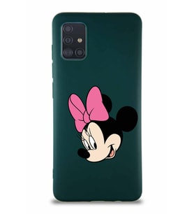 Samsung Galaxy M31S Soft Premier Kapak Minnie Mouse-B Tasarımlı Silikon Kılıf - Yeşil (Şeffaf)