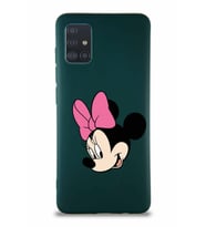 Samsung Galaxy M31S Soft Premier Kapak Minnie Mouse-B Tasarımlı Silikon Kılıf - Yeşil (Şeffaf)