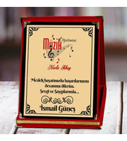 Müzik Öğretmeni Baskılı Plaket (1. Tasarım)  Kişiye Özel (Kırmızı)