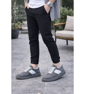 Enil Erkek Günlük Bağcıklı Süet Spor Sneaker Ayakkabı SST - Gri/Beyaz