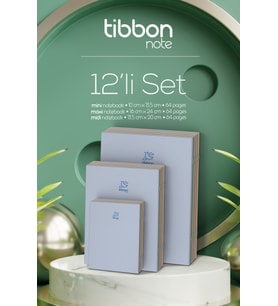Tibbon Note 12 Li Set 4 Mini & 4 Midi & 4 Maxi Defter Dikişli