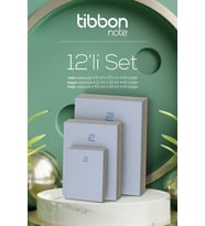 Tibbon Note 12 Li Set 4 Mini & 4 Midi & 4 Maxi Defter Dikişli