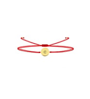 alberaccessories 925 Ayar Gümüş Tasarım Mini Mini 14 K Gold Kaplama Kırmızı Ip Örgü C Harf Şans Bileklik