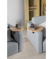 Ikili (2 Adet)Yan Sehpa Ayarlanabilir Tepsi Dekoratif Modern Krem