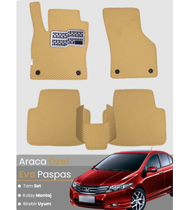 HONDA CİTY (2008-2013) Uyumlu EVA Paspas Tam Set–Araca Özel,Su Geçirmez,Kolay Montaj
