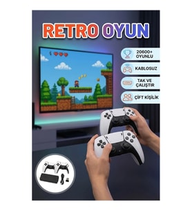 20600 Kablosuz Joystickli 4K Destekli Retro Oyun Konsolu 64 GB