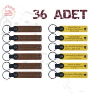 A Kahve & Sarı, Jimnastik Takımına Motivasyon Hediyesi, 36’lı Set, İsim Yazılabilir Deri Anahtarlık