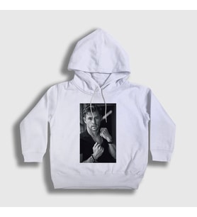 Presmono Unisex Çocuk Beyaz Grayscale Chris Hemsworth Kapüşonlu Sweatshirt 358679tt (Beyaz)