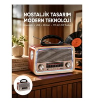 Mey İthalat® Nostalji Bluetooth Radyo FM AM SW Ahşap Eskitme Tasarım Yeni Nesil
