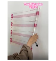 Çizgili Müfredat Klavuz Tahta 56x100 cm, Doldurulabilir Silgili Kalem Hediye