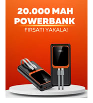 20.000 mAh Powerbank – 22.5W Hızlı Şarj, Çok Kablolu, Dijital Göstergeli