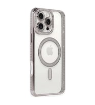 Apple İphone 16 Pro Kılıf Joke Simli Magneticsafe Kılıf - Pembe