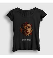 Presmono Kadın Siyah Flowers Shawn Mendes T-Shirt 231290tt