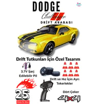 25 Km/H Hız Yapan Dodge Challenger Şarjlı 2.4 Ghz Uzaktan Kumandalı Drift King Araba Sarı