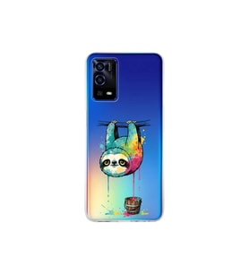Oppo A55 ile Uyumlu Splash Tembel Hayvan Tasarımlı Şeffaf Silikon Kılıf