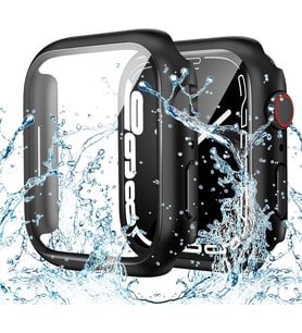 Apple Watch 44mm Deniz Havuz için Su Geçirmez Ekran Koruyuculu Kasa Koruyucu (Siyah)