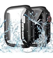 Apple Watch 44mm Deniz Havuz için Su Geçirmez Ekran Koruyuculu Kasa Koruyucu (Siyah)