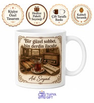 Kıraathane Temalı Nostaljik Baskılı Kupa Bardak Hediye Porselen Mug
