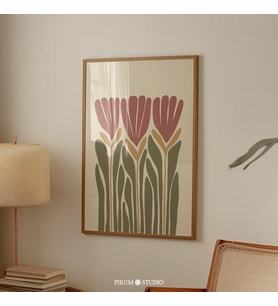 Sönük Lale Soyut Sanat, Bohem Çiçek Desenli