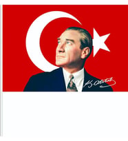 Bayrak 50x75cm Atatürk İmzalı Raşel Kumaş Sopalı Türk Bayrağı– Dayanıklı ve Kaliteli Dijital Baskı