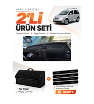 e-biz VOLKSWAGEN CADDY (2004-2010) Uyumlu Torpido Örtüsü + Tay Tüyü Bagaj Çantası - Siyah - VW002