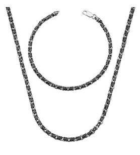 Gümüş 4mm Kral Zincir Kolye Bileklik Set