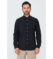 Siyah Dynamic Fit Erkek Uzun Kollu Gömlek