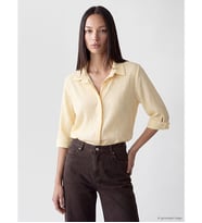 LCW EVERYDAY Sarı Gömlek Yaka Dokulu Oversize Bluz