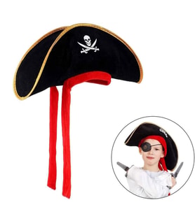 Çocuk Boy Kadife Jack Sparrow Denizci Korsan Şapkası 45x16 cm