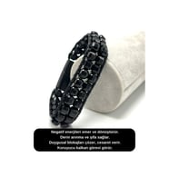 SERTİFİKALI Obsidyen Çift Sıra Küp Kesim Kilitli Doğal Taş Bileklik 6mm Taş