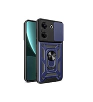 Teknomoda Tecno Camon 20 Pro 4G Kılıf Yüzüklü Standlı Sürgülü Kamera Korumalı Tank Sert Silikon Kapak (Lacivert)