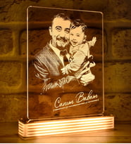 Kişiye Özel Babaya Hediye Resimli LED Lamba (Beyaz)
