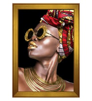 Kadın Motifli Kanvas Tablo 80 x 110 cm Gold Çerçeve