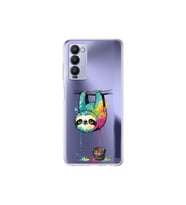 Tecno Camon 18P ile Uyumlu Splash Tembel Hayvan Tasarımlı Şeffaf Silikon Kılıf