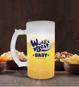 BK Gift Kişiye Özel Dünyanın En İyi Babası Tasarımlı Buzlu Cam Bira Bardağı 50cl-3 (Beyaz)