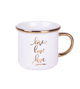 Porselen Altın Yaldızlı Enamel Kupa Bardak-3 adet