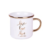 Porselen Altın Yaldızlı Enamel Kupa Bardak-3 adet
