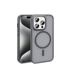 Apple iPhone 15 Pro Max Uyumlu Kılıf M-safe Şarj Özellikli Mat Arka Yüzey Zore Sio Kapak (Gri)