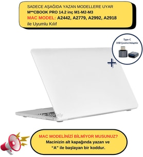 MacBook Pro 14.2 İnç Kılıf A2442 A2779 A2918 A2992 A3112 A3401 A3185 A3434 A3426 A3427 Uyumlu Mat TPU Şeffaf Kılıf Parmak İzi Bırakmayan İnce Hafif Koruyucu Kapak Şeffaf