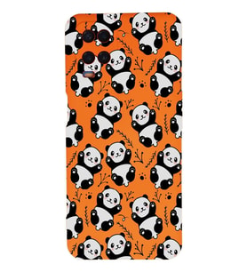 Oppo A16 Uyumlu Lansman Kılıf Panda Tasarımlı İçi Kadife Kapak-Turuncu (Şeffaf)