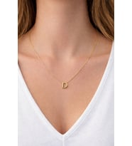 14K Altın Renginde D Harf Minimal Model Çelik Kadın Kolye