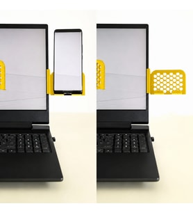 3D Baskı Monitor Telefon Tutucu - Petek Desenli Laptop Kenar Telefon Tutucu-Sarı
