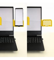 3D Baskı Monitor Telefon Tutucu - Petek Desenli Laptop Kenar Telefon Tutucu-Sarı